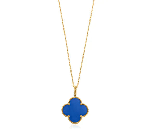 Clover Large 25mm Blue Agate Necklace – LUX VERSE Luxury Designer Fashion Outlet