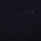 Stretch cotton piquet polo – navy stretch cotton piquet Double G embroidery Short sleeves Chest patch pocket Side – LUX VERSE Luxury Designer Fashion Outlet