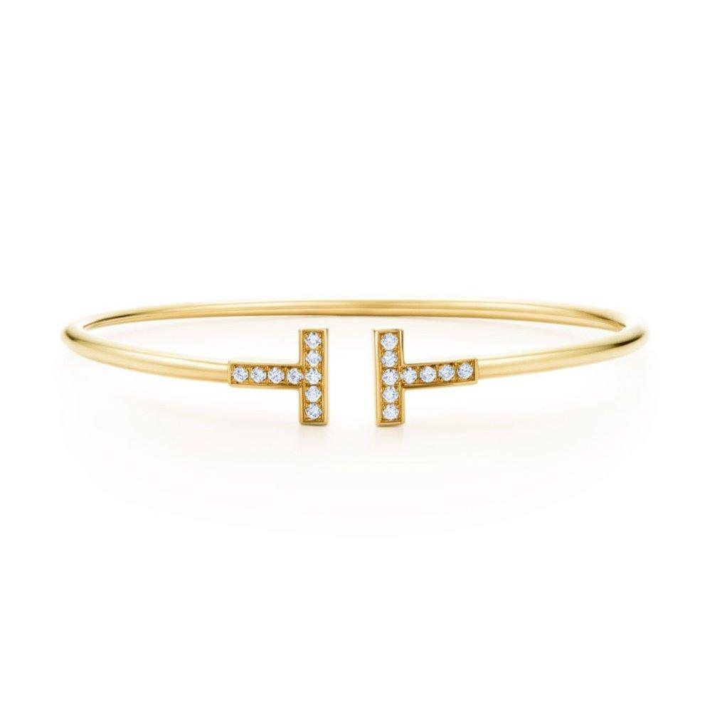 T Bangle | Gold CZ – original Packaging, Certificates included – LUX VERSE Luxury Designer Fashion Outlet