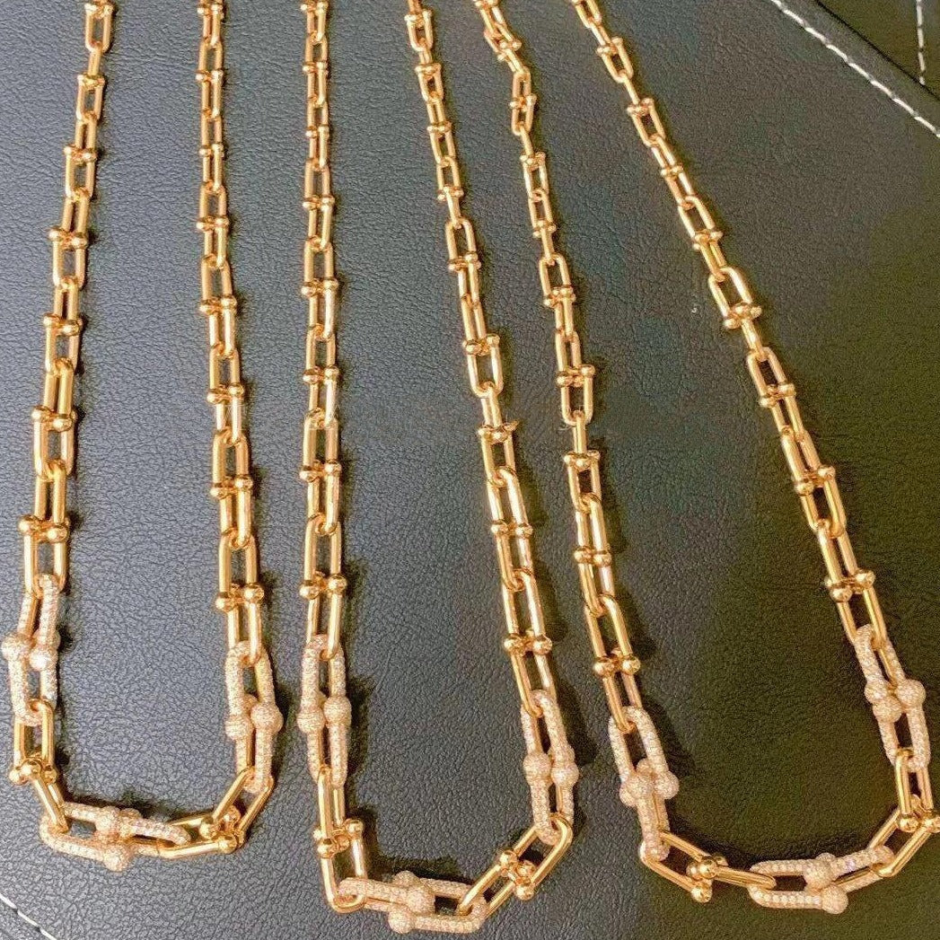 Hardwear Graduated Link Necklace Rose Gold with Pave Diamonds – LUX VERSE Luxury Designer Fashion Outlet