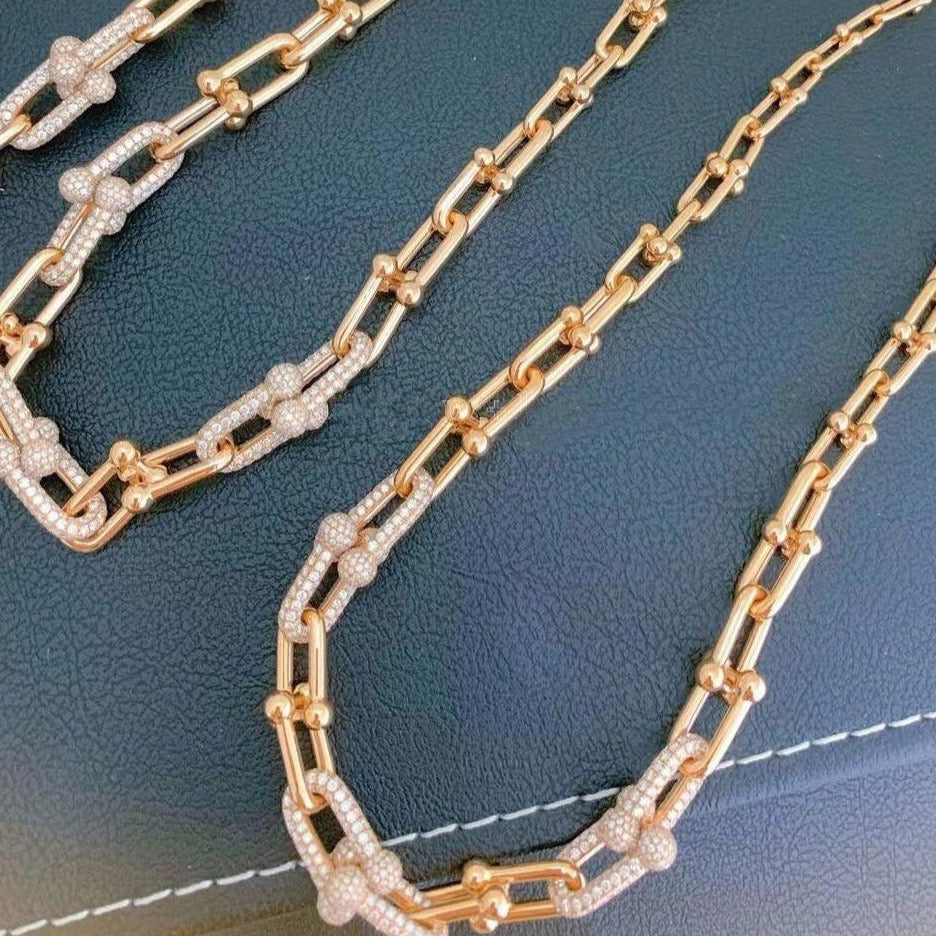 Hardwear Graduated Link Necklace Rose Gold with Pave Diamonds – LUX VERSE Luxury Designer Fashion Outlet