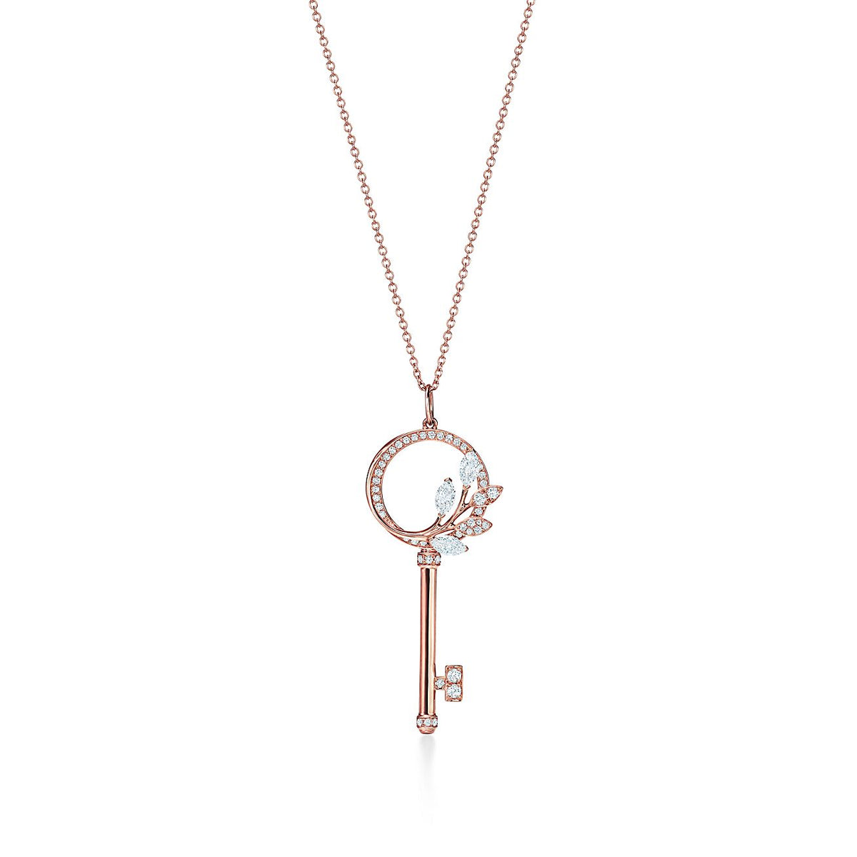 Victoria Diamond Rose Gold Vine Circle Key Necklace – LUX VERSE Luxury Designer Fashion Outlet