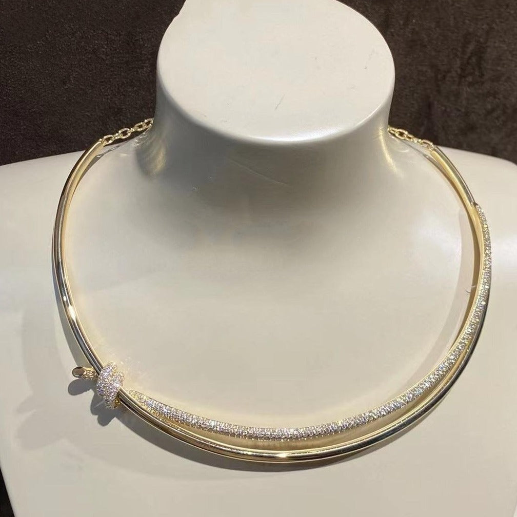 Knot Double Row Necklace in Yellow Gold with Diamonds – LUX VERSE Luxury Designer Fashion Outlet