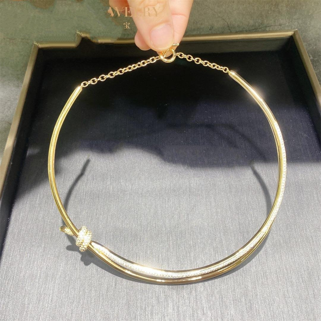 Knot Double Row Necklace in Yellow Gold with Diamonds – LUX VERSE Luxury Designer Fashion Outlet