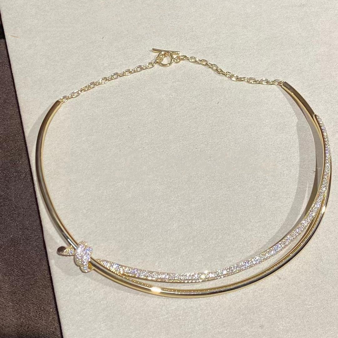 Knot Double Row Necklace in Yellow Gold with Diamonds – LUX VERSE Luxury Designer Fashion Outlet