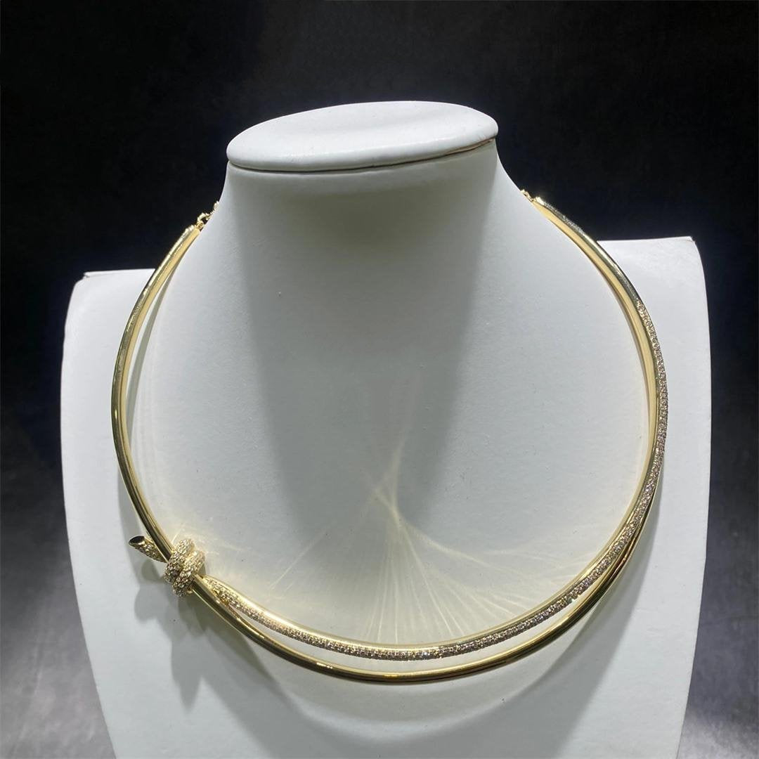 Knot Double Row Necklace in Yellow Gold with Diamonds – LUX VERSE Luxury Designer Fashion Outlet