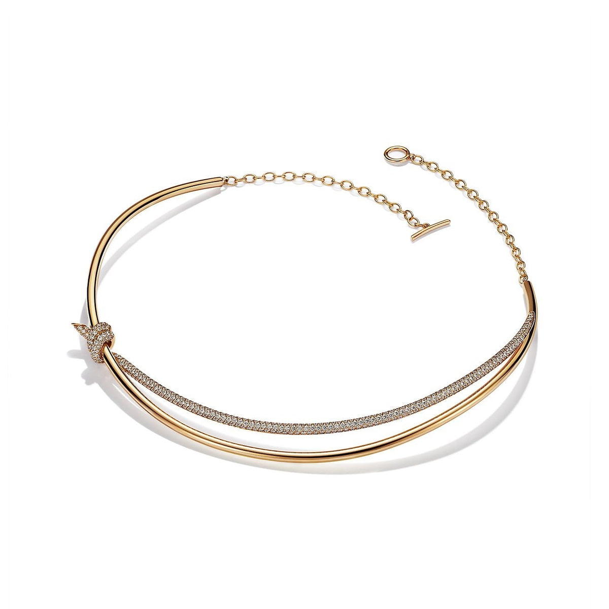 Knot Double Row Necklace in Yellow Gold with Diamonds – LUX VERSE Luxury Designer Fashion Outlet