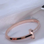 Wide Hinged Bangle Rose Gold with Baguette Diamonds – LUX VERSE Luxury Designer Fashion Outlet