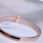 Wide Hinged Bangle Rose Gold with Baguette Diamonds – LUX VERSE Luxury Designer Fashion Outlet
