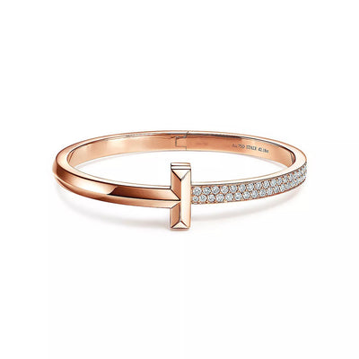 WIDE DIAMONDS HINGED BANGLE ROSE GOLD - LUX VERSE - Luxury designer fashion outlet