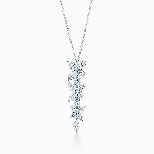 MIXED CLUSTER DIAMOND DROP PENDANT - LUX VERSE - Luxury designer fashion outlet