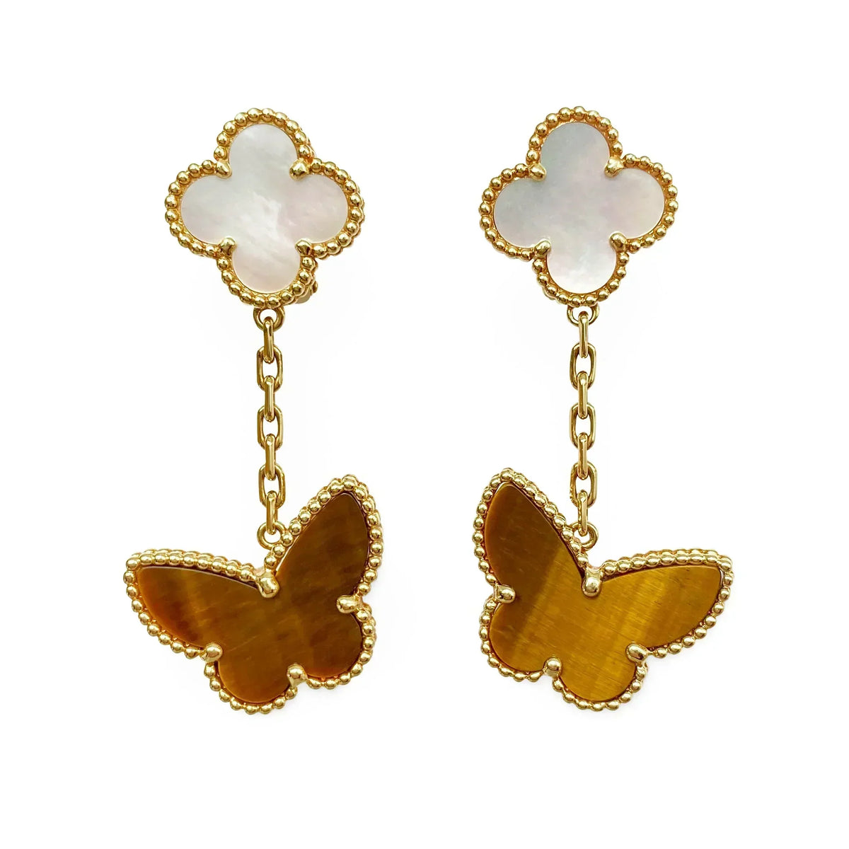 Lucky Butterfly Mop Tiger Eye Earrings – LUX VERSE Luxury Designer Fashion Outlet