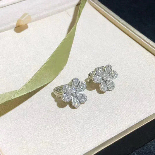 FRIVOLE FLOWER DIAMOND EARRINGS SILVER