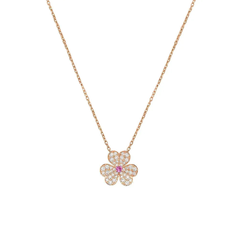 Frivole Rose Gold Flower Diamond Necklace – LUX VERSE Luxury Designer Fashion Outlet