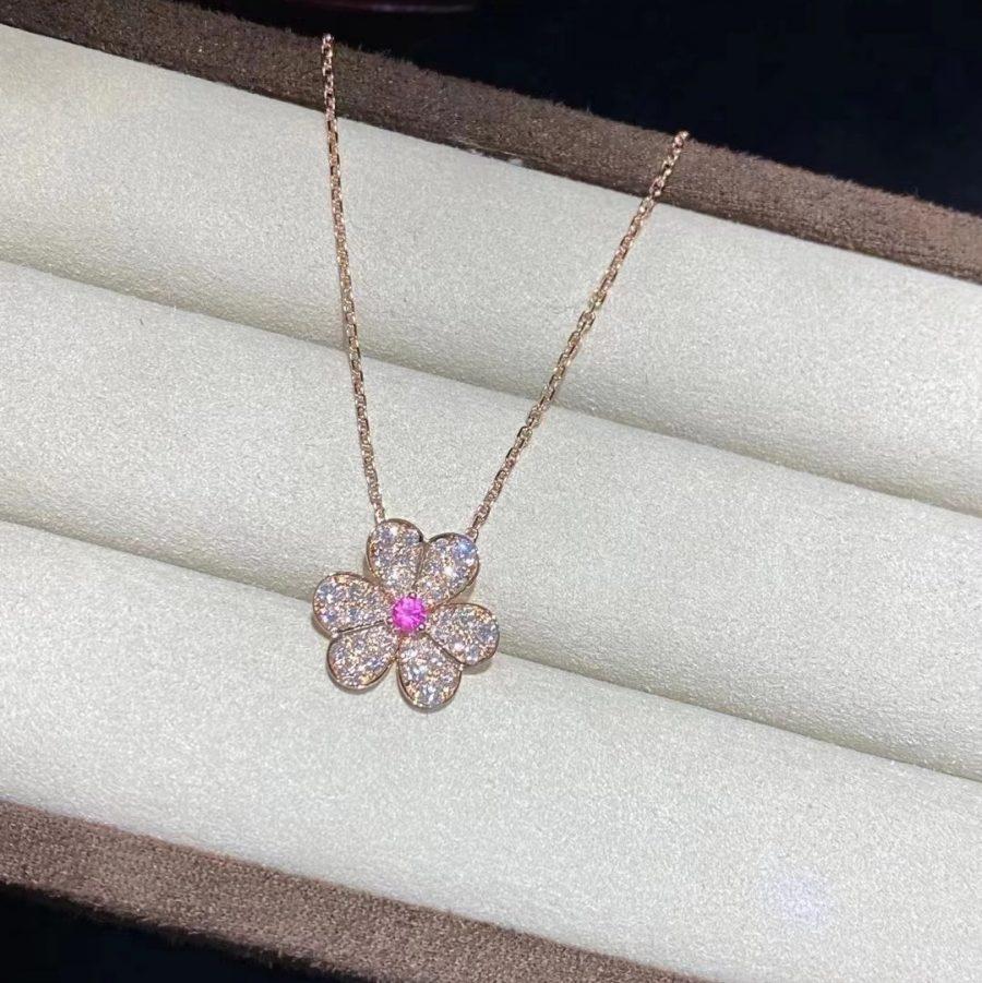 Frivole Rose Gold Flower Diamond Necklace – LUX VERSE Luxury Designer Fashion Outlet