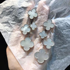 Clover  4 Motifs White Mop Earrings  Silver – LUX VERSE Luxury Designer Fashion Outlet