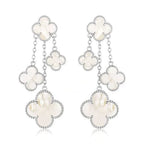 Clover  4 Motifs White Mop Earrings  Silver – LUX VERSE Luxury Designer Fashion Outlet