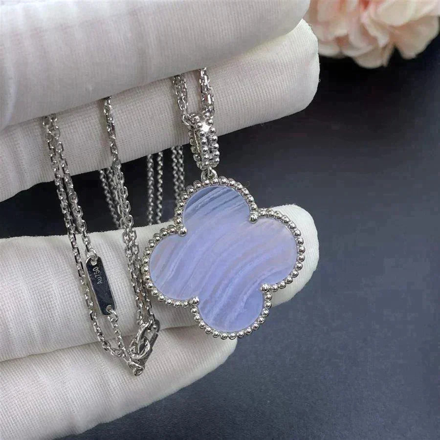 Clover Large 25mm Chalcedony  Necklace  Silver – LUX VERSE Luxury Designer Fashion Outlet