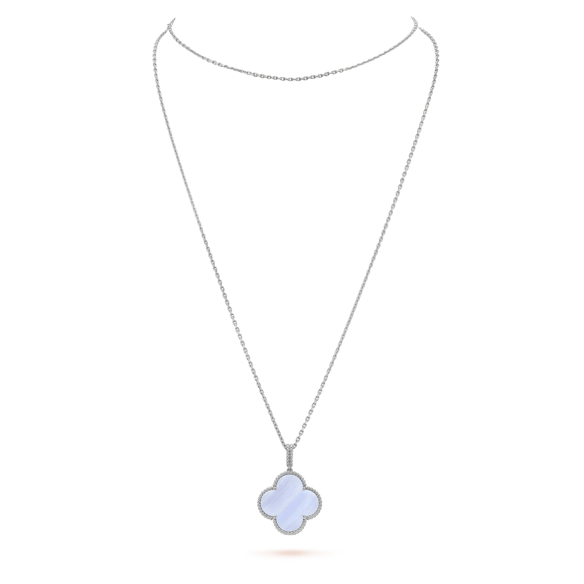 Clover Large 25mm Chalcedony  Necklace  Silver – LUX VERSE Luxury Designer Fashion Outlet