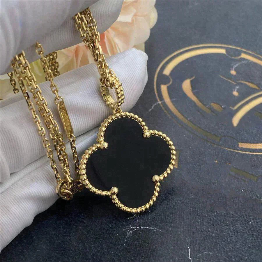 Clover Large 25mm  Onyx Necklace – LUX VERSE Luxury Designer Fashion Outlet