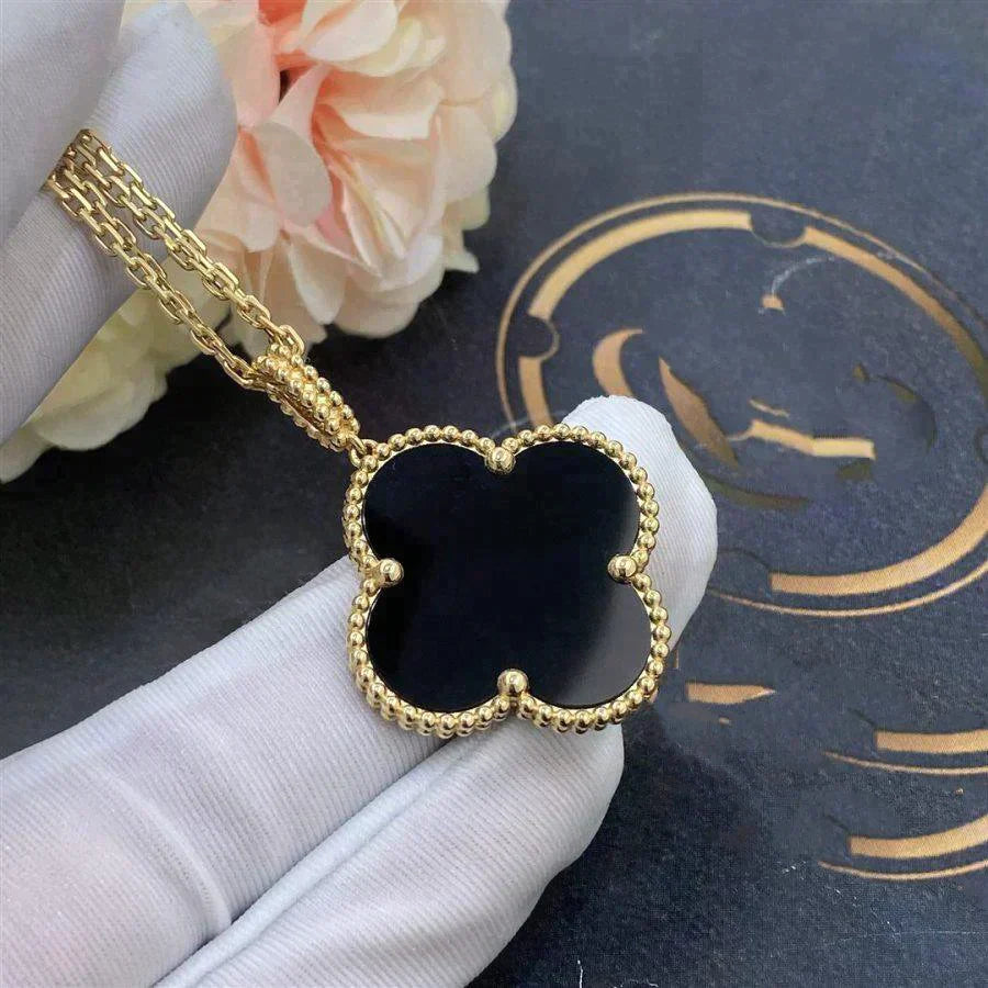 Clover Large 25mm  Onyx Necklace – LUX VERSE Luxury Designer Fashion Outlet