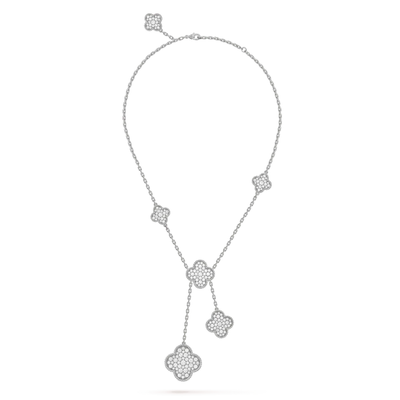 Clover 5 Motifs Silver Diamonds Necklace – LUX VERSE Luxury Designer Fashion Outlet