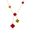 CLOVER TIGER EYE CARNELIAN NECKLACE 6 MOTIF