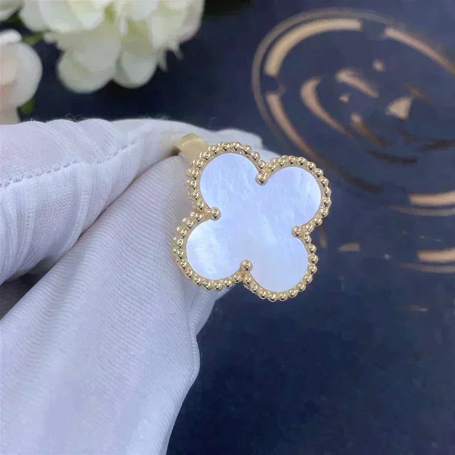 Clover White Mop Ring – LUX VERSE Luxury Designer Fashion Outlet