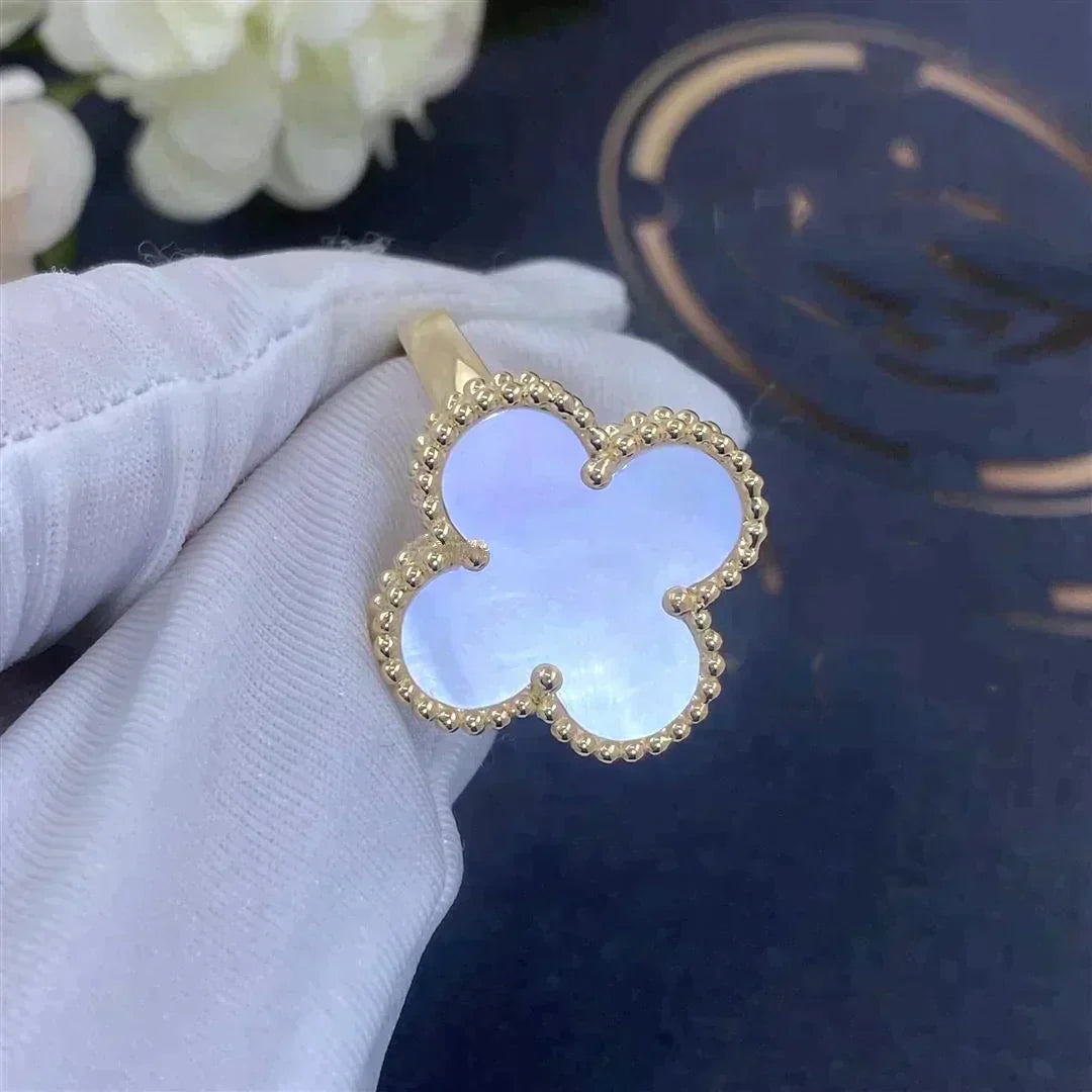 Clover White Mop Ring – LUX VERSE Luxury Designer Fashion Outlet