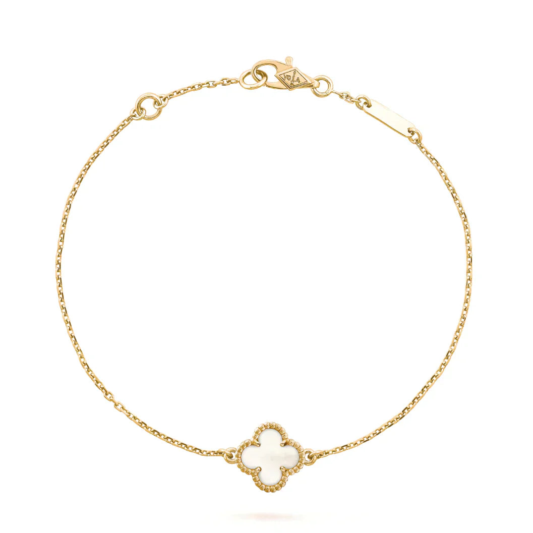 Clover White Mop Single Flower Bracelet – LUX VERSE Luxury Designer Fashion Outlet