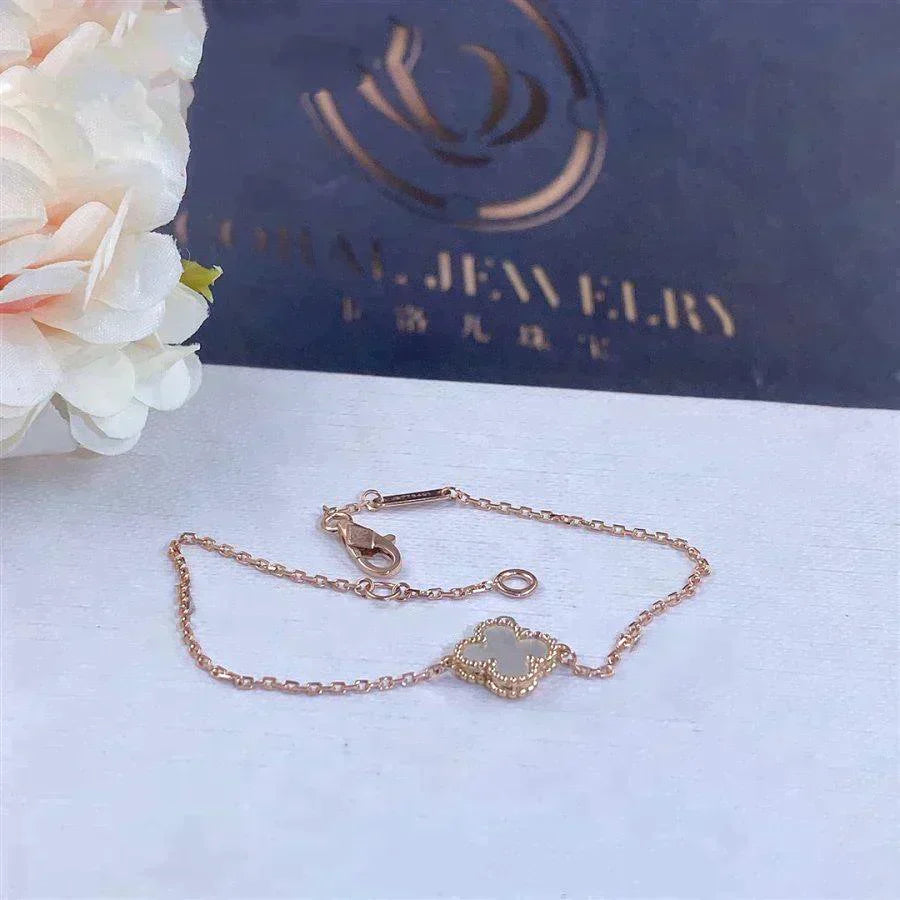 Clover White Mop Single Flower Bracelet – LUX VERSE Luxury Designer Fashion Outlet