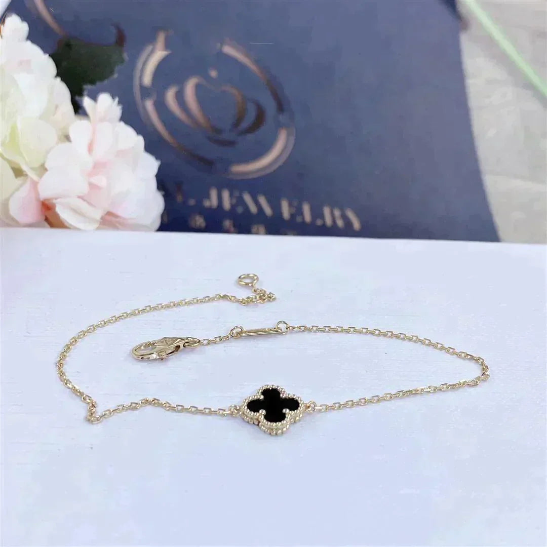Clover Onyx Single Flower Bracelet – LUX VERSE Luxury Designer Fashion Outlet