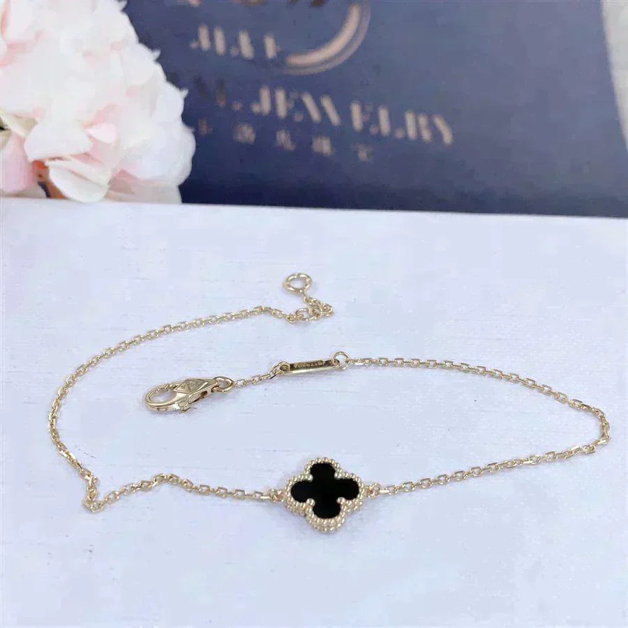 Clover Onyx Single Flower Bracelet – LUX VERSE Luxury Designer Fashion Outlet