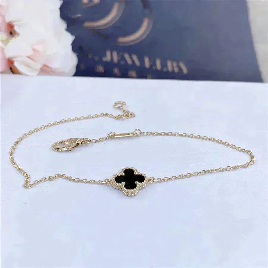 Clover Onyx Single Flower Bracelet – LUX VERSE Luxury Designer Fashion Outlet