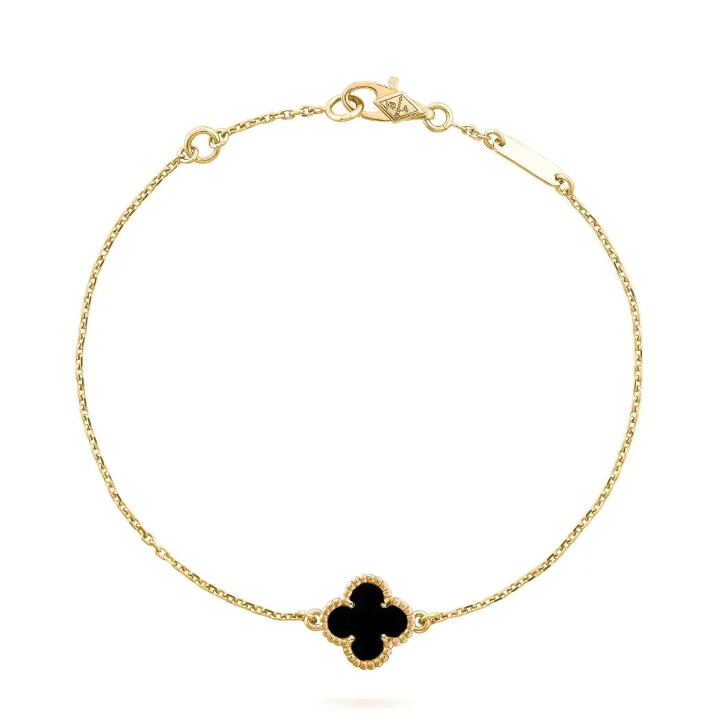 Clover Onyx Single Flower Bracelet – LUX VERSE Luxury Designer Fashion Outlet