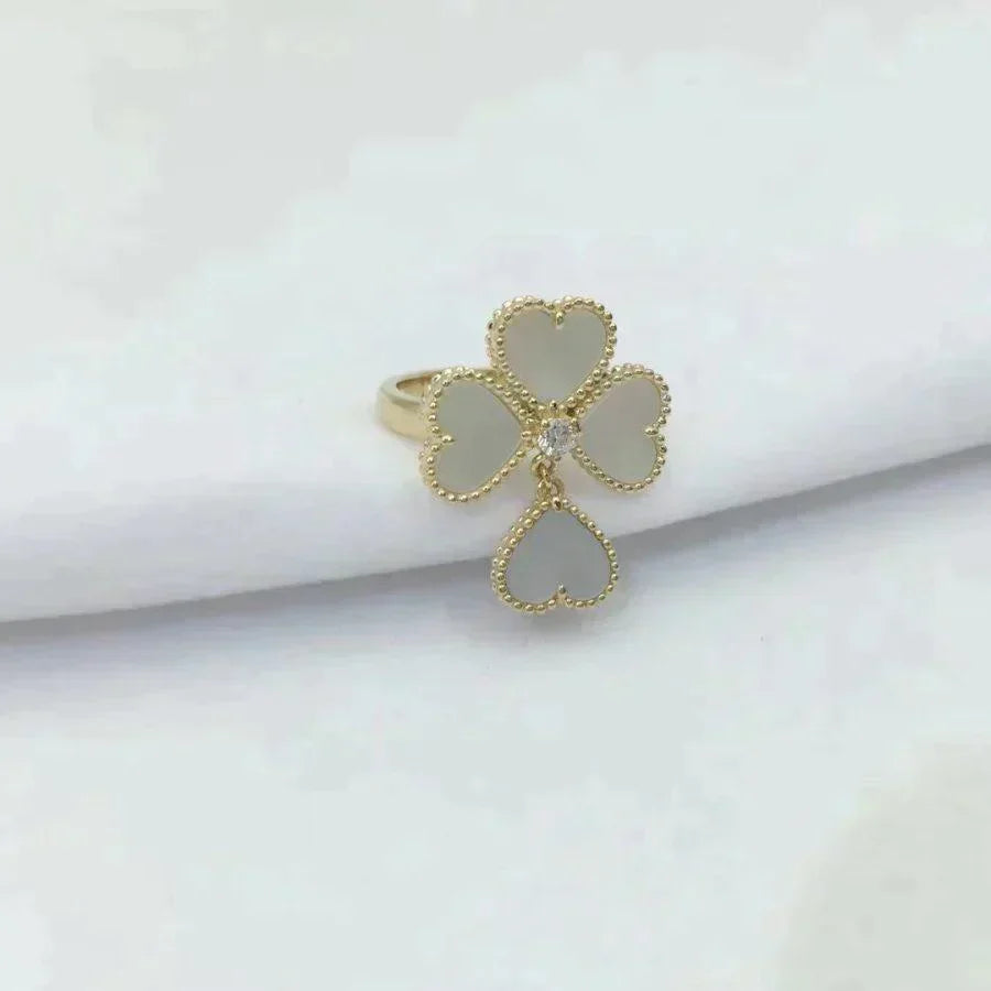 Sweet Clover White Mop Ring – LUX VERSE Luxury Designer Fashion Outlet