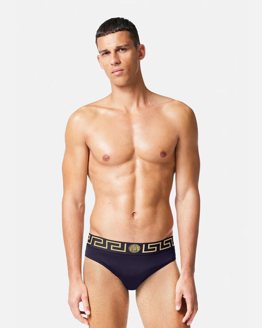 Greca Border Swim Briefs – for hygiene purposes we advise to try on this item with personal underwear underneath – LUX VERSE Luxury Designer Fashion Outlet