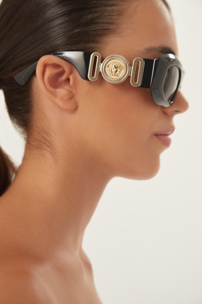 Biggie bold oval sunglasses in black with iconic jellyfish – designed line of distinctive eyewear available in unisex designs for those who – LUX VERSE Luxury Designer Fashion Outlet