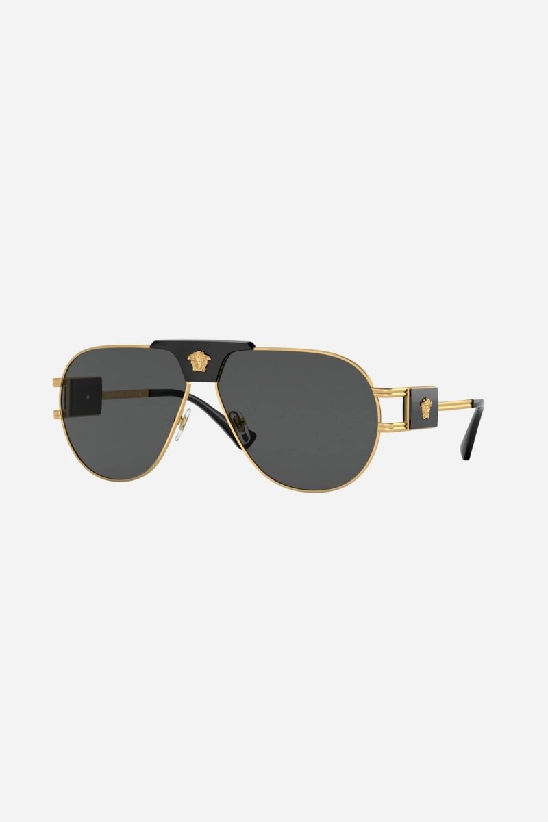 Black metal pilot sunglasses with iconic jellyfish and gold details – designed line of distinctive eyewear available in unisex designs for those who – LUX VERSE Luxury Designer Fashion Outlet