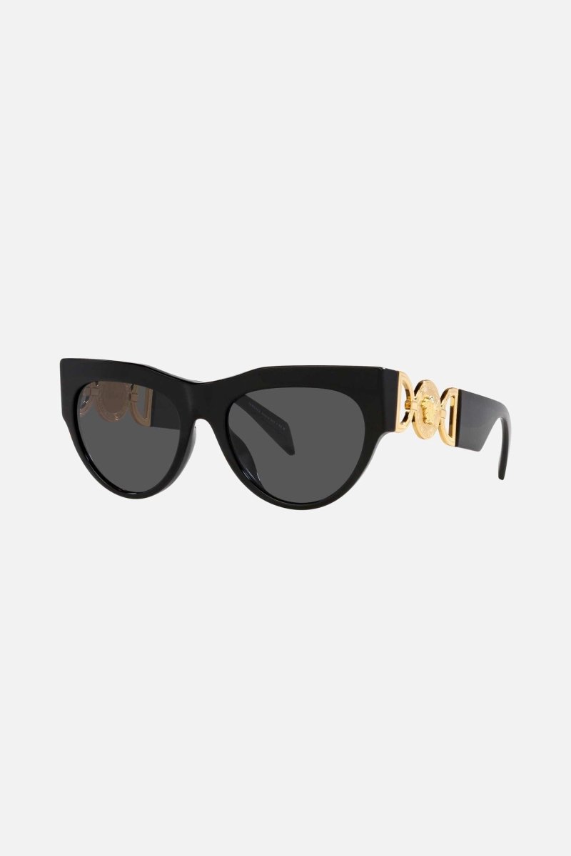 Cat-eye black sunglasses with gold logo – designed line of distinctive eyewear available in unisex designs for those who – LUX VERSE Luxury Designer Fashion Outlet