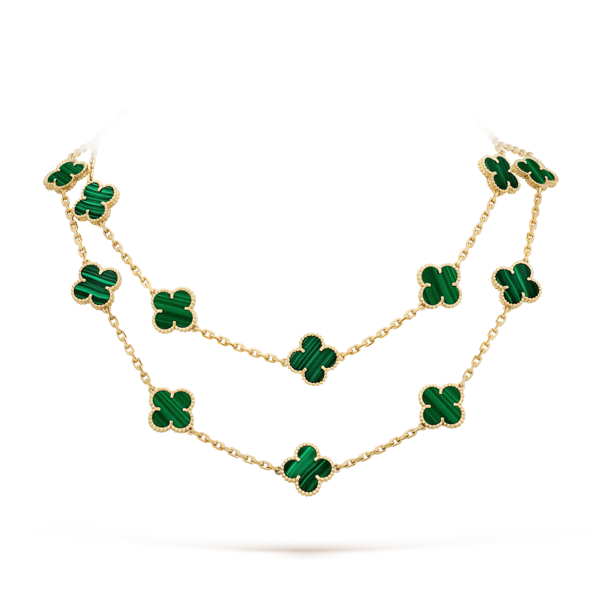 Vintage Alhambra Sautoir, 20 motifs – these four-leaf clover-inspired lucky icons are outlined with gold beading – LUX VERSE Luxury Designer Fashion Outlet