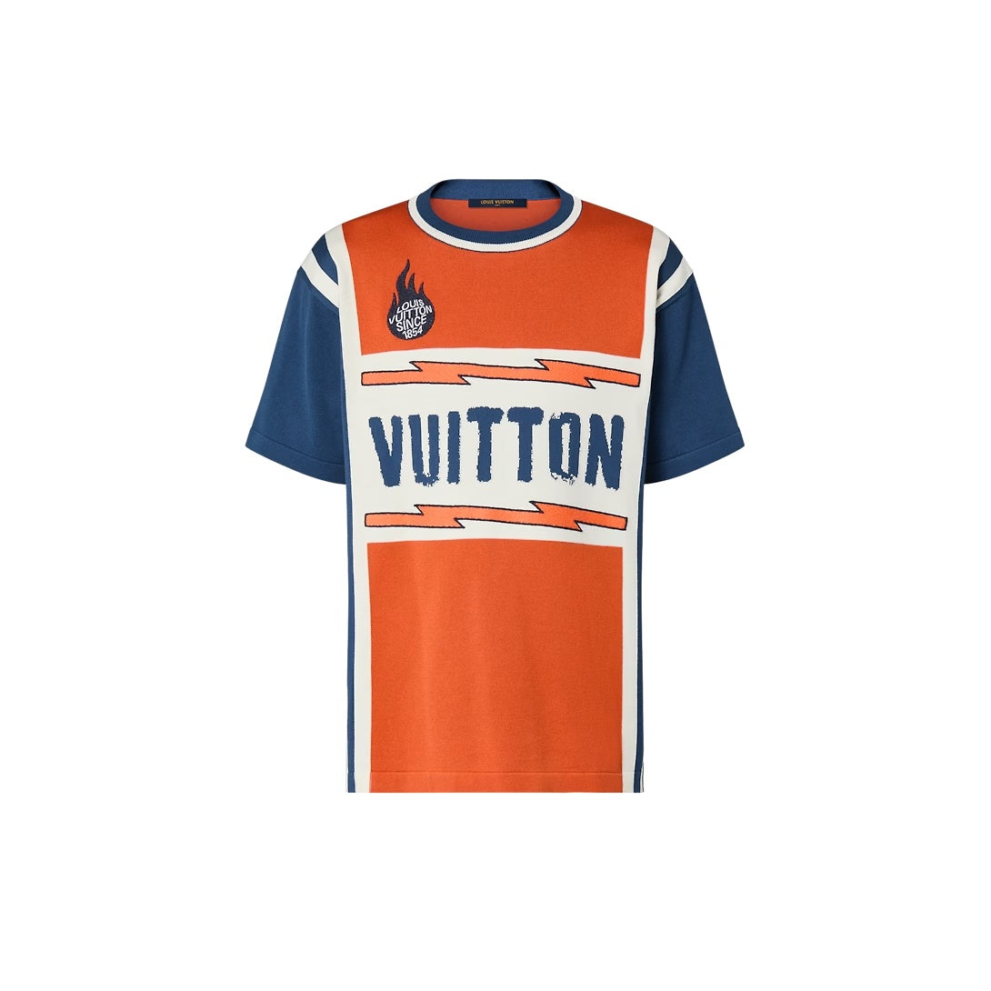Short-Sleeved Cotton T-Shirt – this soft organic cotton knit t-shirt has a vintage sportswear vibe with contrasting – LUX VERSE Luxury Designer Fashion Outlet