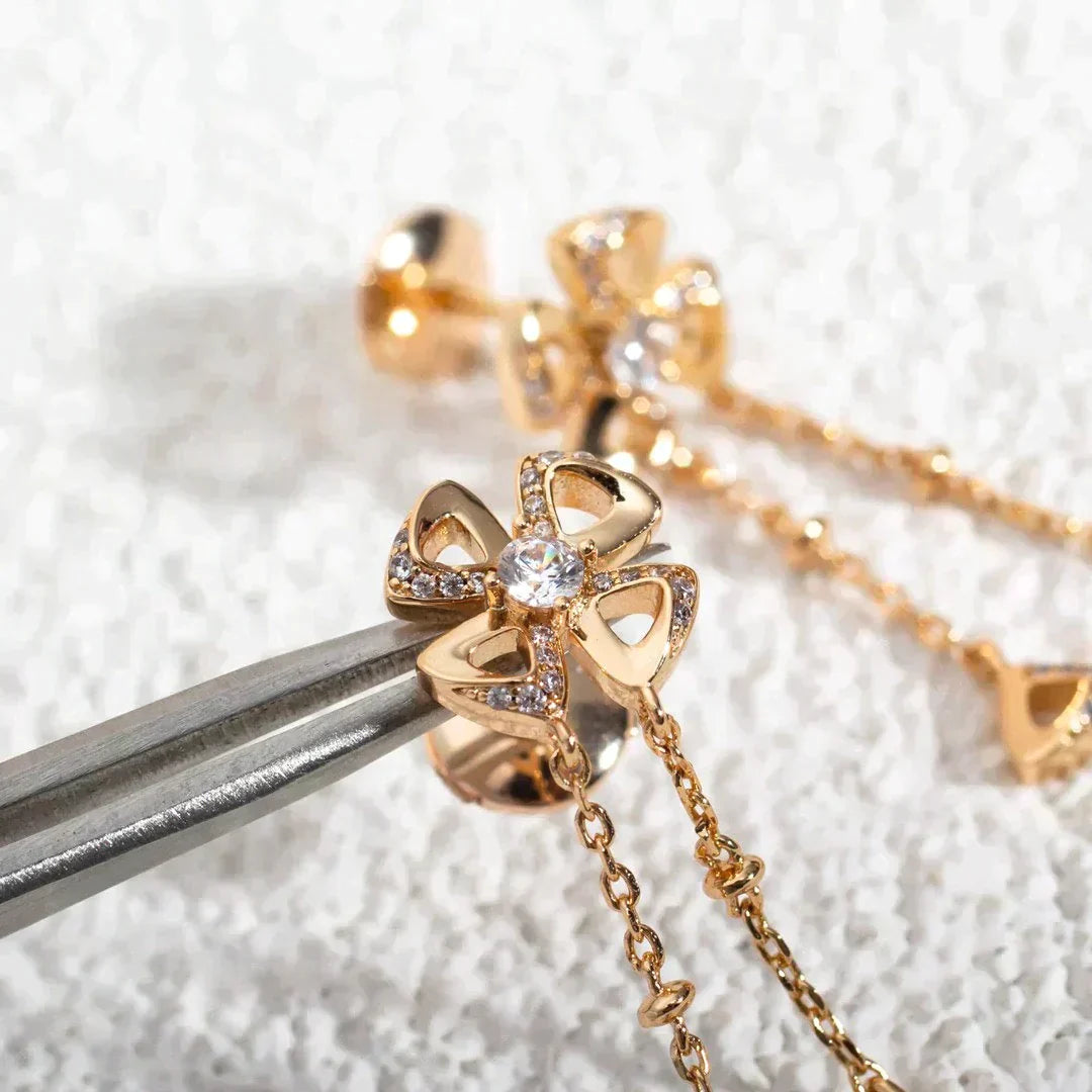Fiorever Rose Gold Diamonds Earrings – LUX VERSE Luxury Designer Fashion Outlet
