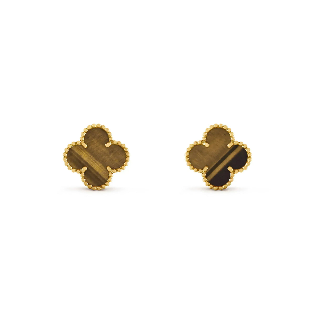 Clover Medium 1 Motifs Tiger Eye Earrings – LUX VERSE Luxury Designer Fashion Outlet