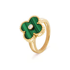 Clover Malachite Ring Gold Diamond – LUX VERSE Luxury Designer Fashion Outlet