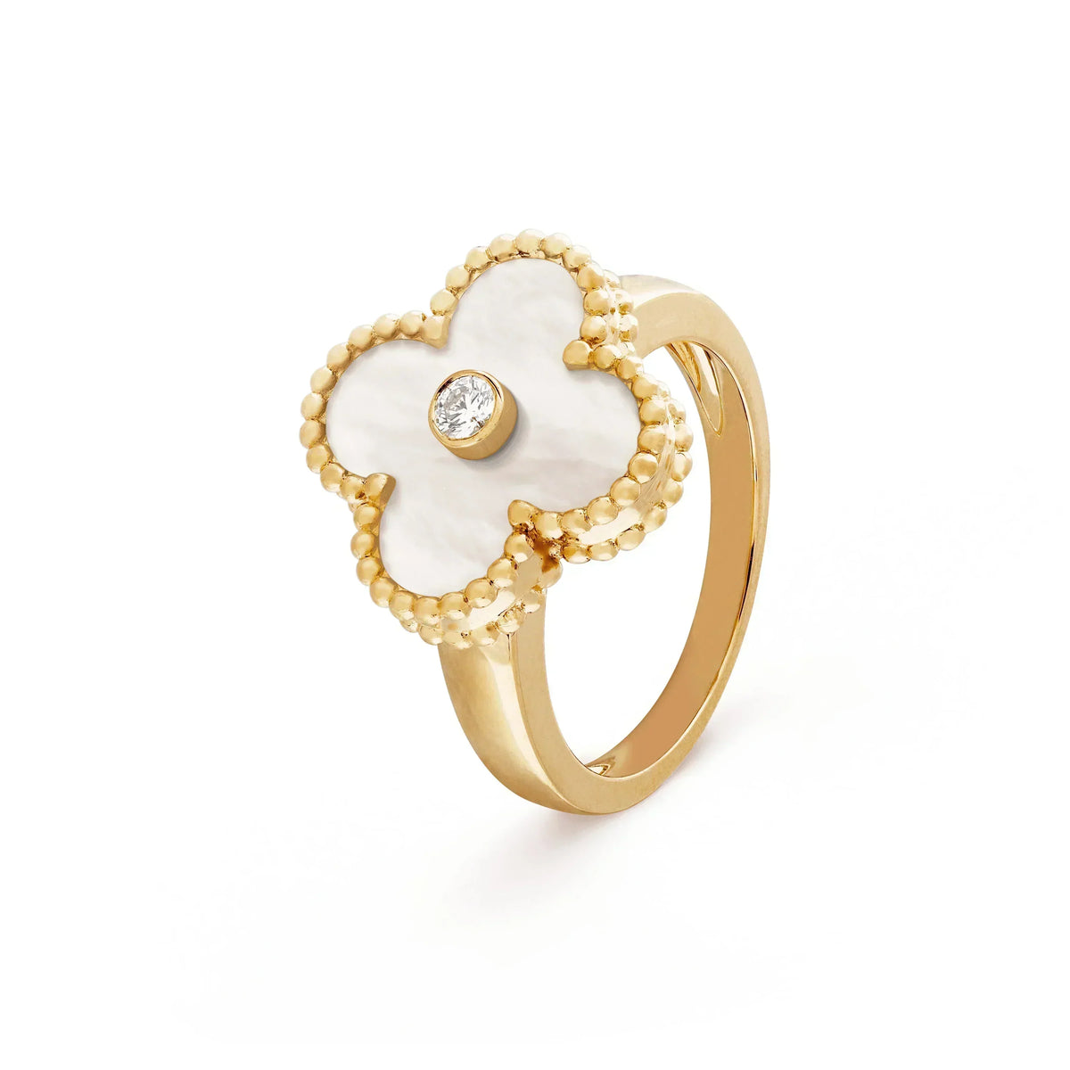 Clover Pink Mop Ring Gold Diamond – LUX VERSE Luxury Designer Fashion Outlet